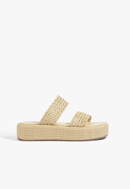 Aberdeen Flatform Sandal 5 Beige Synthetic - Schutz Shoes