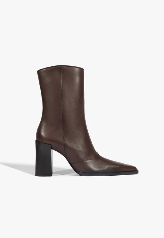Raffaela Leather Bootie 5 Dark Chocolate Leather - Schutz Shoes