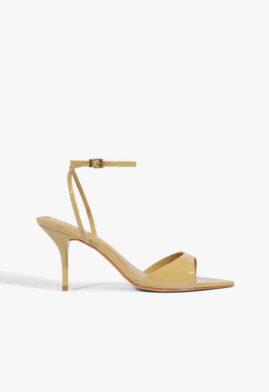 Elodie Buckle Patent Sandal 5 Ecru Olive Patent - Schutz Shoes