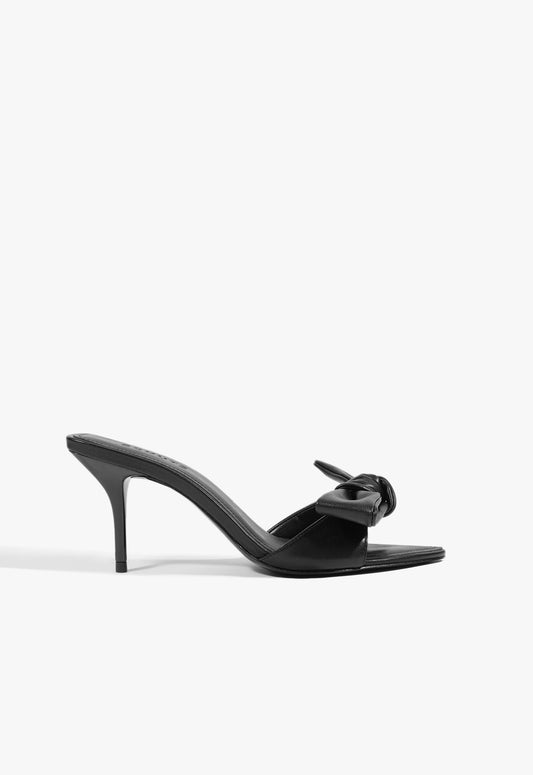 Elodie Bow Leather Sandal 5 Black Leather - Schutz Shoes