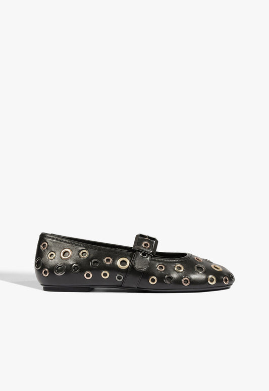 Eiza Leather Flat 5 Black Leather - Schutz Shoes