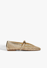 Sylvie Mesh Ballet Flat 5 Platinum Fabric - Schutz Shoes