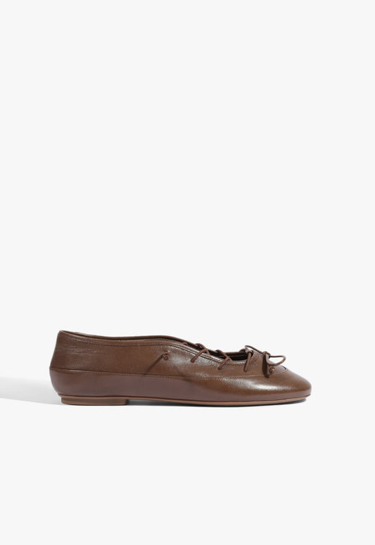 Luisa Leather Ballet Flat 5 Pecan Latte Leather - Schutz Shoes