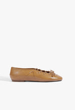 Luisa Leather Ballet Flat 5 Caramel Shell Leather - Schutz Shoes