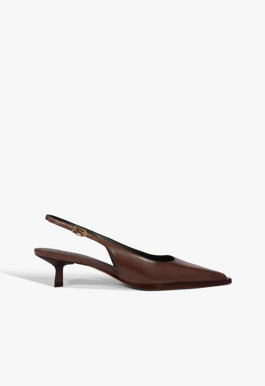 Daria Sling Leather Pump 5 Root Brown Leather - Schutz Shoes
