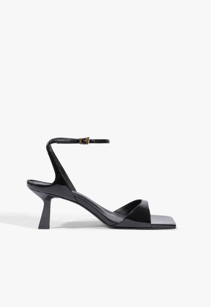 Ciara Mid Patent Leather Sandal 5 Black Patent - Schutz Shoes