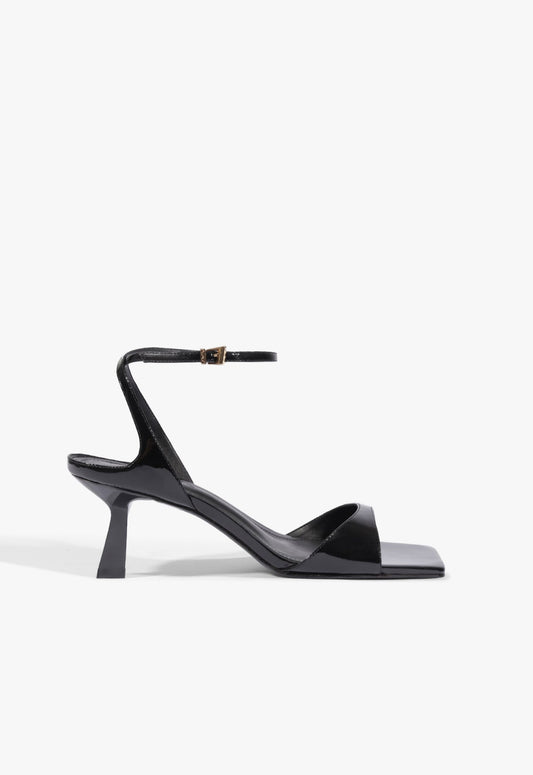 Ciara Mid Patent Leather Sandal 5 Black Patent - Schutz Shoes