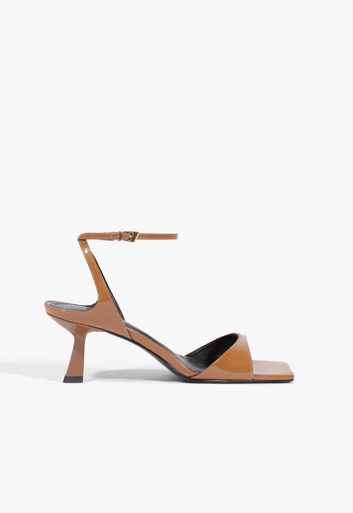 Ciara Mid Patent Leather Sandal 5 Warm Toffee Patent - Schutz Shoes
