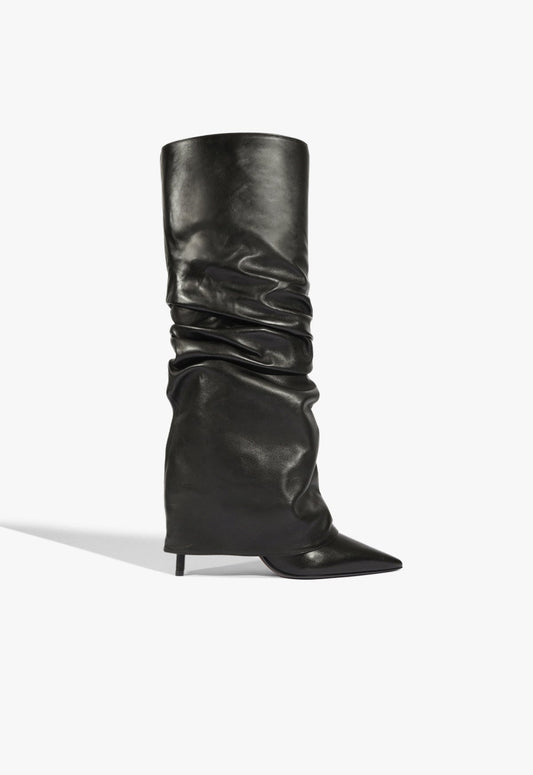 Mikki Up Cloak Leather Boot 5 Black Leather - Schutz Shoes