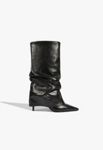 Mikki Cloak Leather Bootie 5 Black Leather - Schutz Shoes