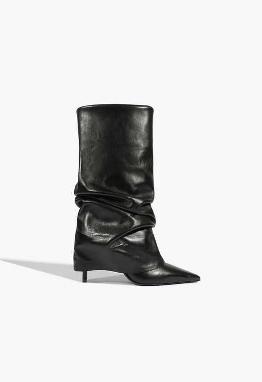 Mikki Cloak Leather Bootie 5 Black Leather - Schutz Shoes