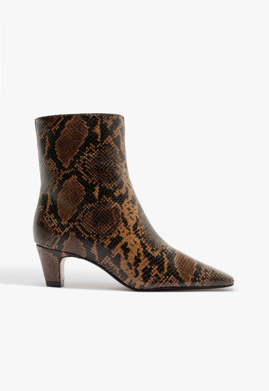 Dellia Casual Bootie 5 Pecan Brown Snake - Schutz Shoes