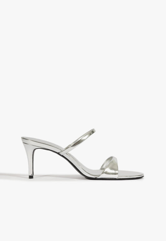 Jessica Mid Mule Metallic Sandal 5 Silver Metallic - Schutz Shoes