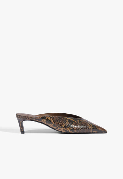 Loren Mid Leather Pump 5 Pecan Brown Snake - Schutz Shoes