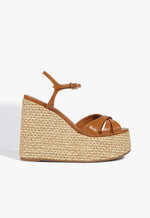 Keefa Raffia Wedge Sandal 5 Burnt Honey Leather - Schutz Shoes