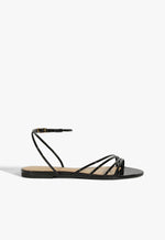 Inez Black Leather Flat Sandal 5 Black Patent - Schutz Shoes