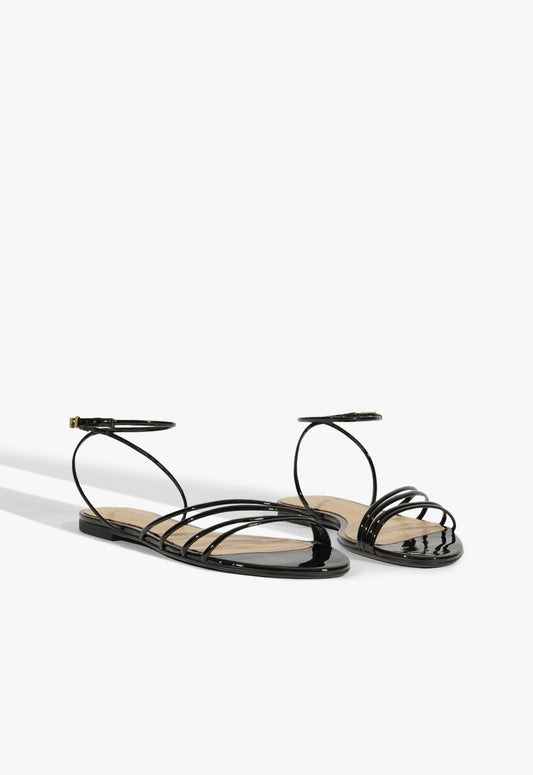 Inez Black Leather Flat Sandal - Schutz Shoes