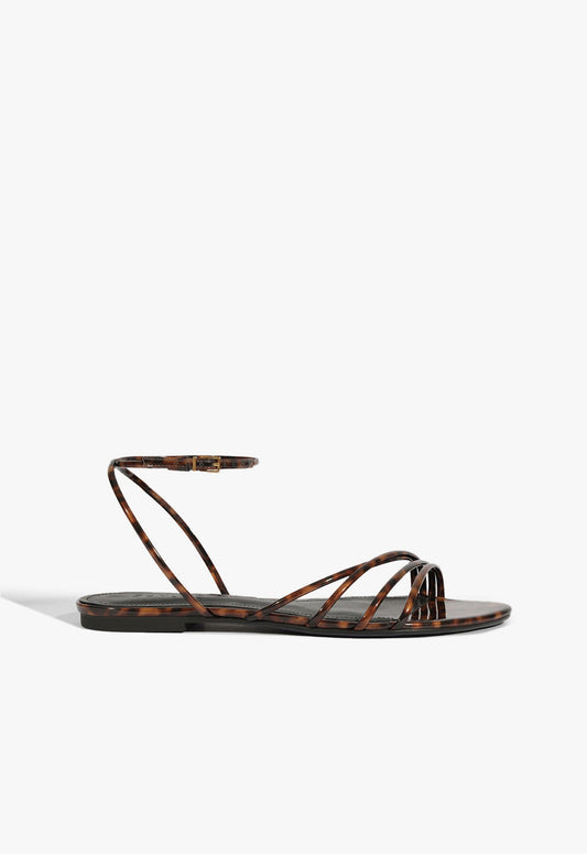 Inez Animal Print Leather Flat Sandal 5 Animal Print Patent - Schutz Shoes