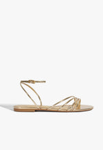Inez Gold Leather Flat Sandal 5 Gold Metallic - Schutz Shoes