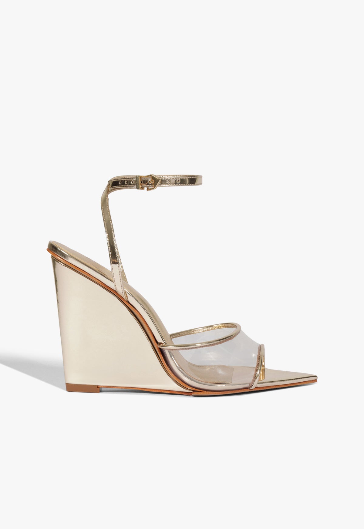 Elodie Vinyl Wedge Sandal 5 Platinum Leather - Schutz Shoes