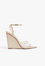 Elodie Vinyl Raffia Wedge Sandal 5 Natural Nibs Synthetic - Schutz Shoes