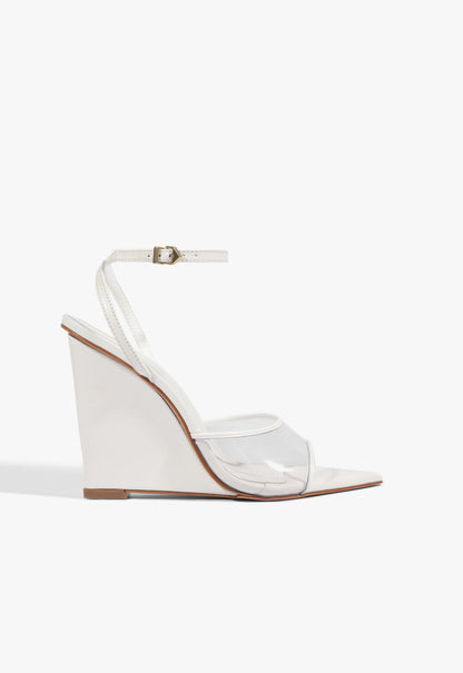 Elodie Vinyl Wedge Sandal 5 White Synthetic - Schutz Shoes