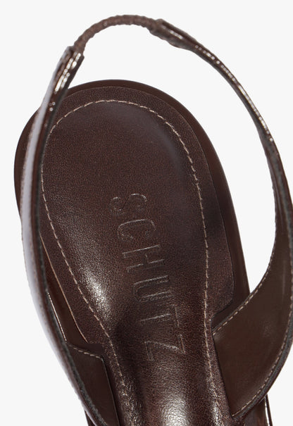 Scarlett Sling Mid Patent Leather Sandal - Schutz Shoes