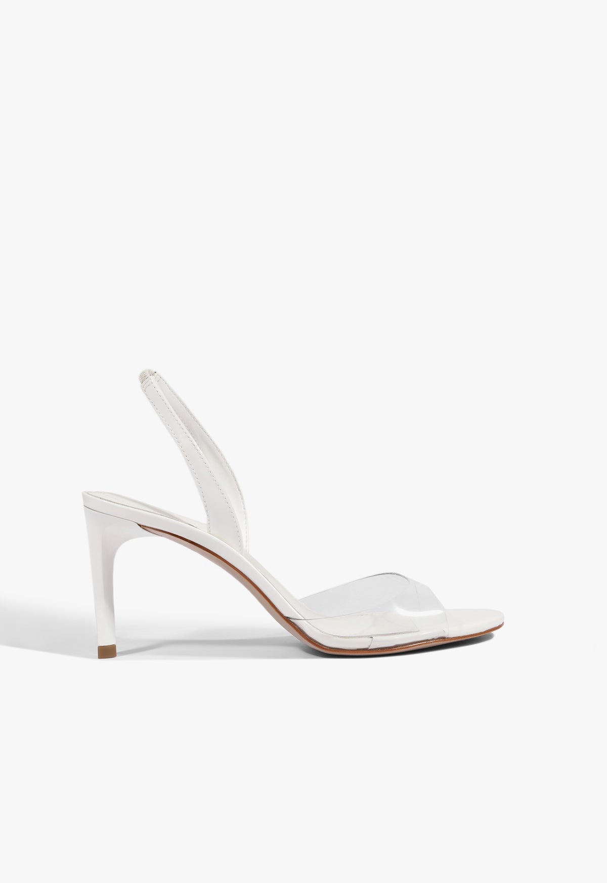 Scarlett Sling Mid Vinyl Patent Sandal 5 White Patent - Schutz Shoes