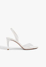 Scarlett Sling Mid Vinyl Patent Sandal 5 White Patent - Schutz Shoes