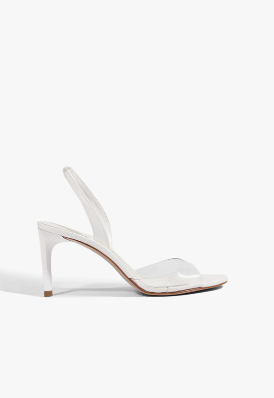 Scarlett Sling Mid Vinyl Patent Sandal 5 White Patent - Schutz Shoes