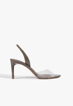 Scarlett Sling Mid Vinyl Patent Sandal 5 Gray Rock Patent - Schutz Shoes