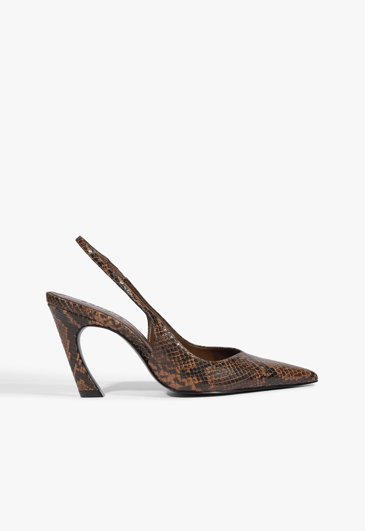 Lexi Sling Leather Pump 5 Pecan Brown Snake - Schutz Shoes