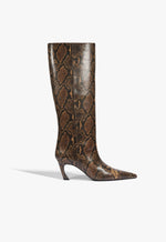 Lexi Mid Leather Boot 5 Pecan Brown Snake - Schutz Shoes