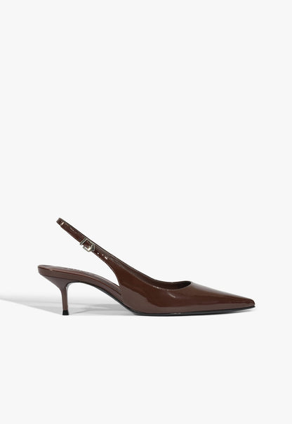 Paola Mid Patent Leather Pump 5 Root Brown Patent - Schutz Shoes