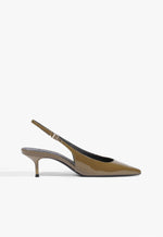 Paola Mid Patent Leather Pump 5 Dried Olive Patent - Schutz Shoes