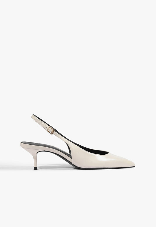 Paola Mid Leather Pump 5 Sugar White Leather - Schutz Shoes