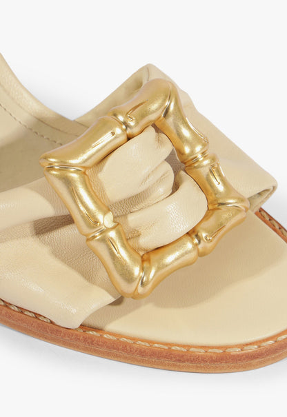 Enola Bamboo Mid Block Leather Sandal - Schutz Shoes