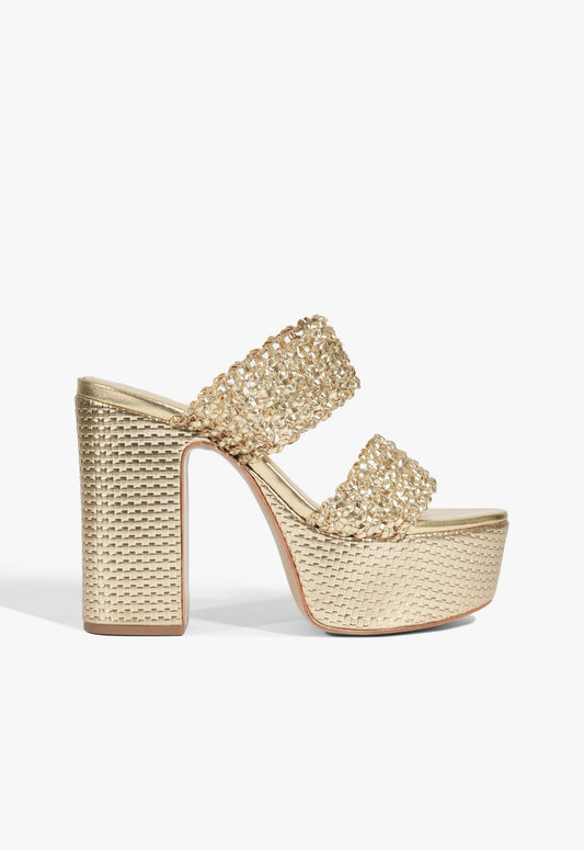Aberdeen Platform Sandal 5 Platinum Metallic Synthetic - Schutz Shoes
