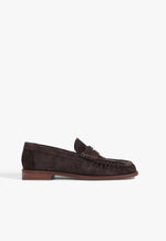 Tyche Suede Flat 5 Dark Brown Suede - Schutz Shoes