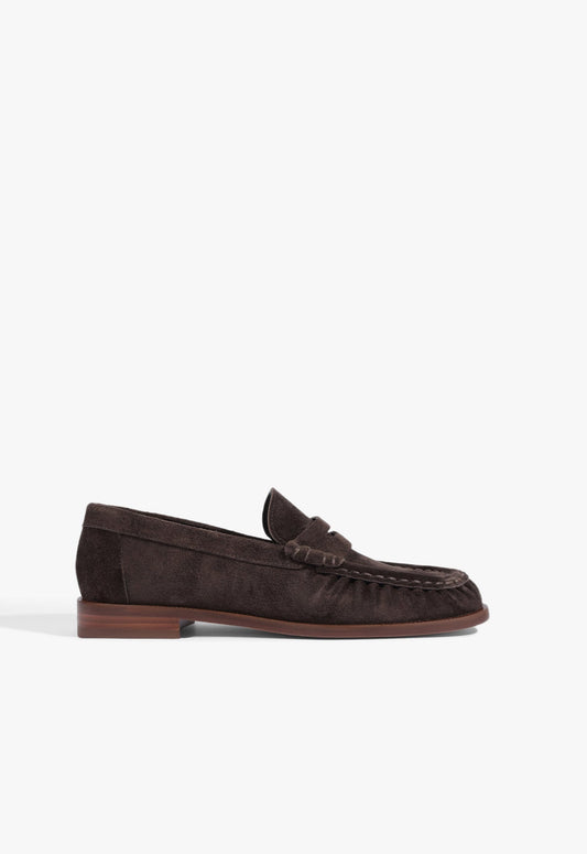 Tyche Suede Flat 5 Dark Brown Suede - Schutz Shoes