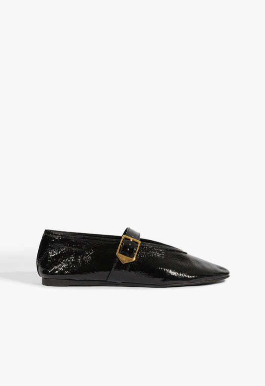 Vick Buckle Patent Leather Ballet Flat 5 Black Patent - Schutz Shoes