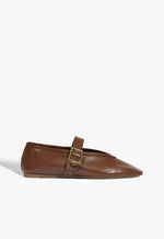Vick Buckle Leather Ballet Flat 5 Warm Toffee Leather - Schutz Shoes