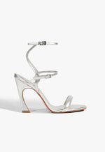 Carly Leather Stiletto Sandal 5 Silver Metallic - Schutz Shoes