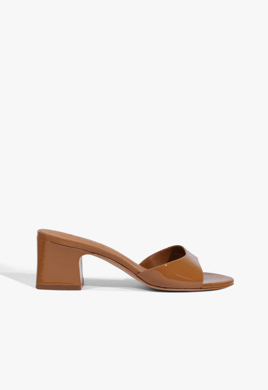 Harriet Mid Mule Patent Sandal 5 Miele Leather - Schutz Shoes