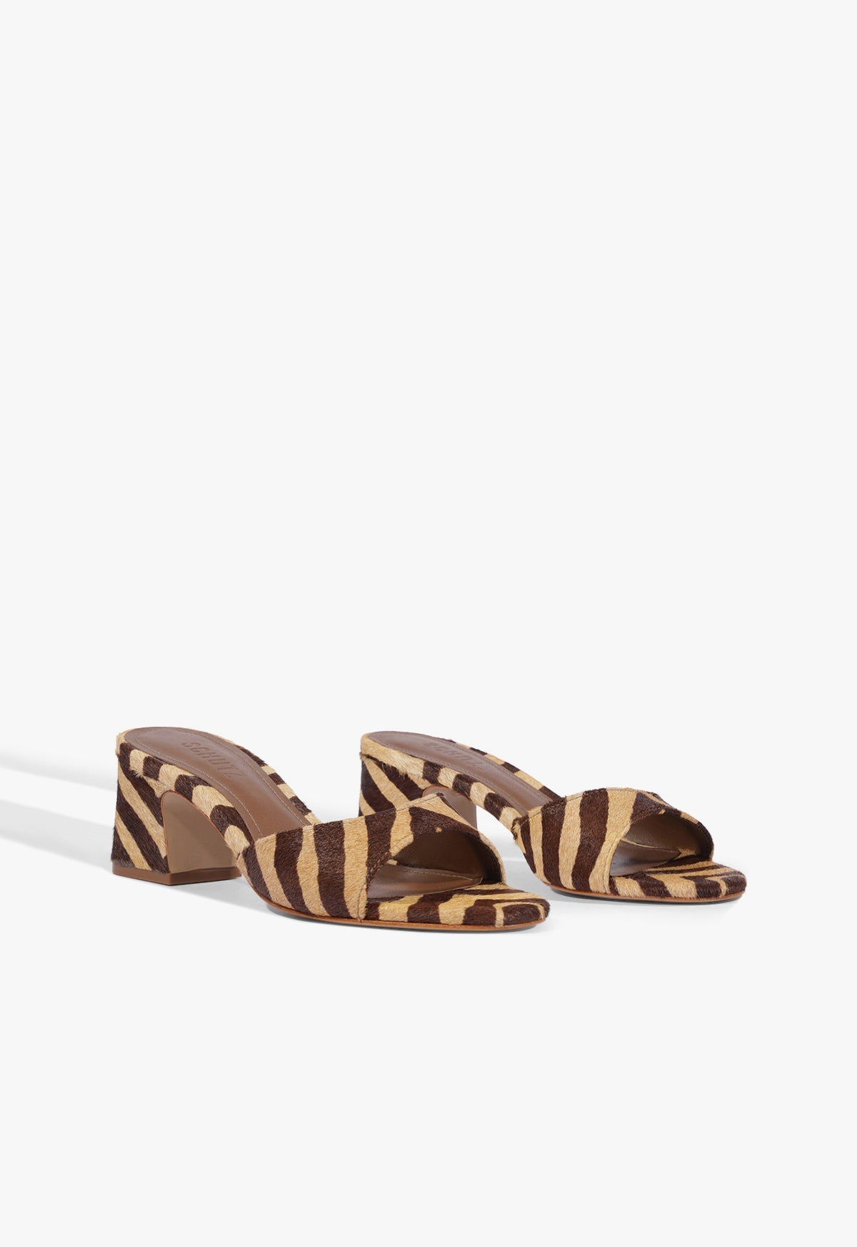 Harriet Mid Mule Animal Print Leather Sandal - Schutz Shoes