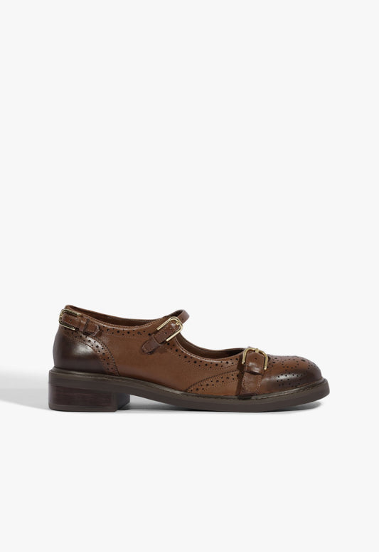 Dafne Leather Flat 5 Warm Toffee Leather - Schutz Shoes