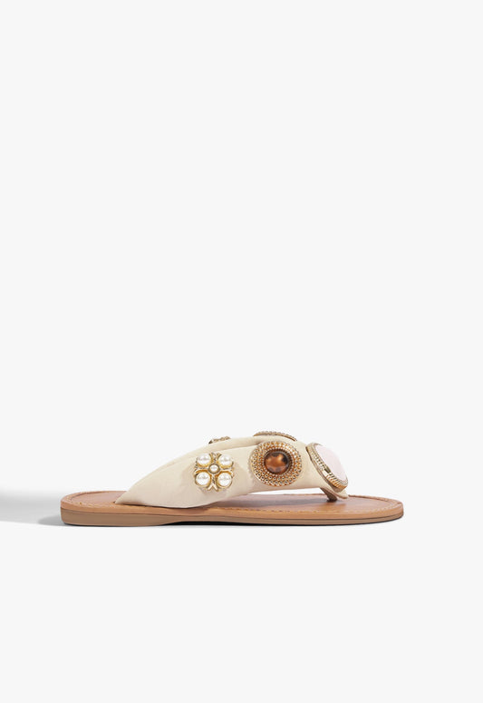 Aurea Suede Sandal 5 Egg Shell Suede - Schutz Shoes
