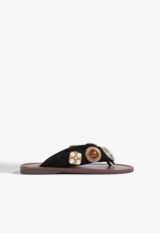 Aurea Suede Sandal 5 Black Suede - Schutz Shoes