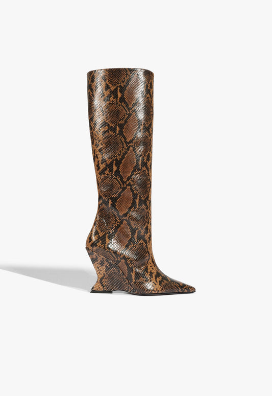 Siena Boot 5 Pecan Brown Snake - Schutz Shoes