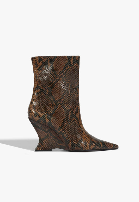 Siena Bootie 5 Pecan Brown Snake - Schutz Shoes